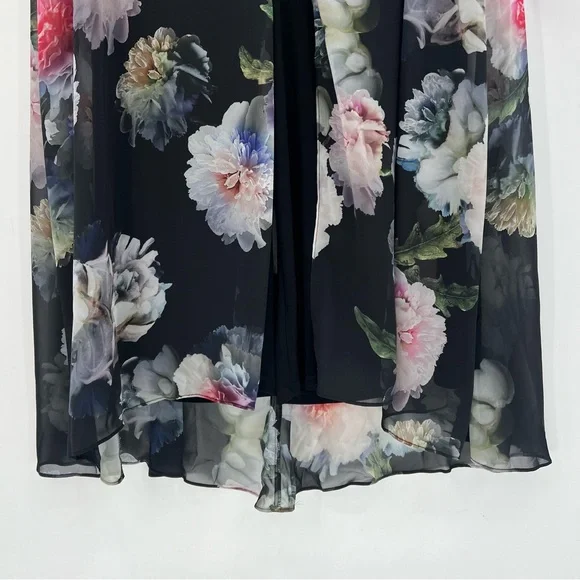Adrianna Papell Floral Overlay Maxi Wide Leg Jumpsuit in Black Multi Size 16 - Picture 16 of 16